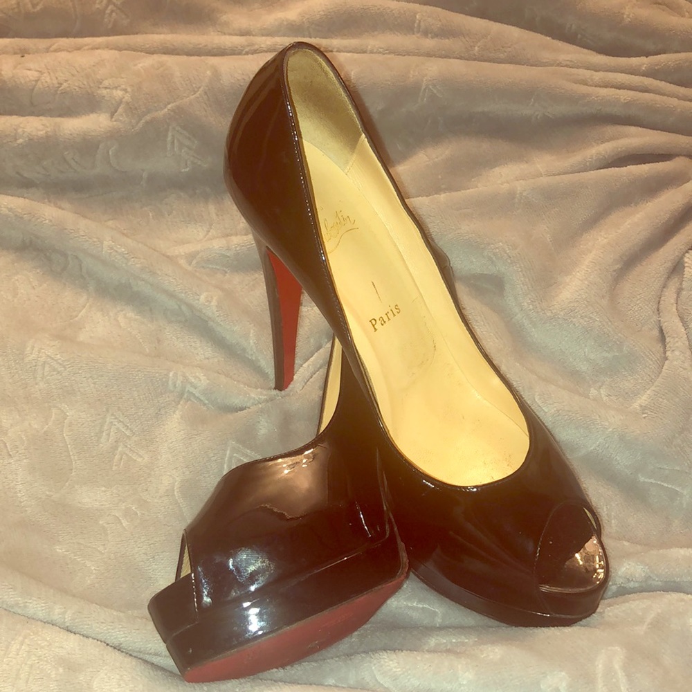 Authentic Christian Louboutin peep open toe heels